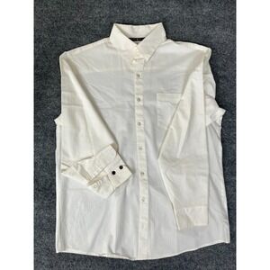 Tiger Woods  Long Sleeve Button Down Cotton/Polyester Cream Striped Shirt Size M